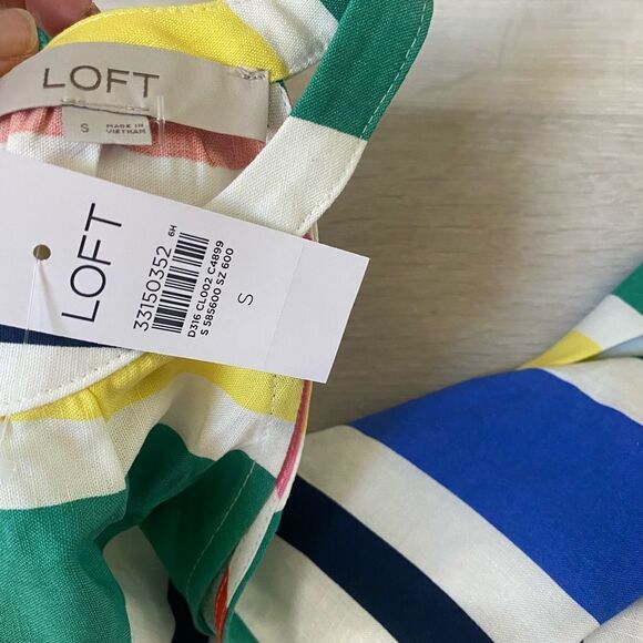 Loft Striped Halter Dress whisper white Small NWT in packaging - Picture 6 of 8